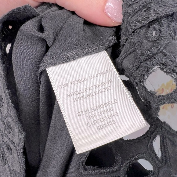 🖤Joie 100% Silk Black Camisole Tank Top with Floral Cutout Designs - Picture 5 of 6